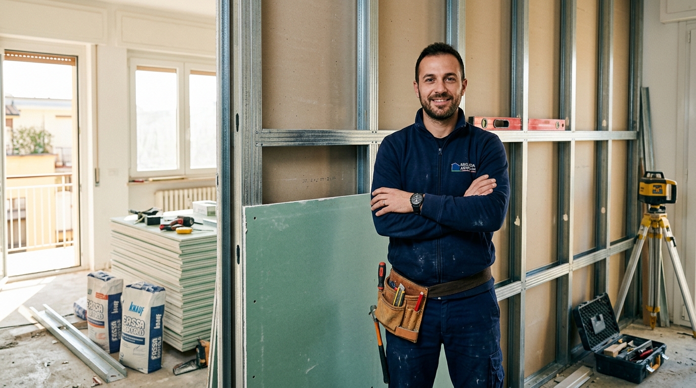 Lavori in Cartongesso Torino: Controsoffitti, Pareti e Cabine Armadio Torino - dettaglio cantiere 2